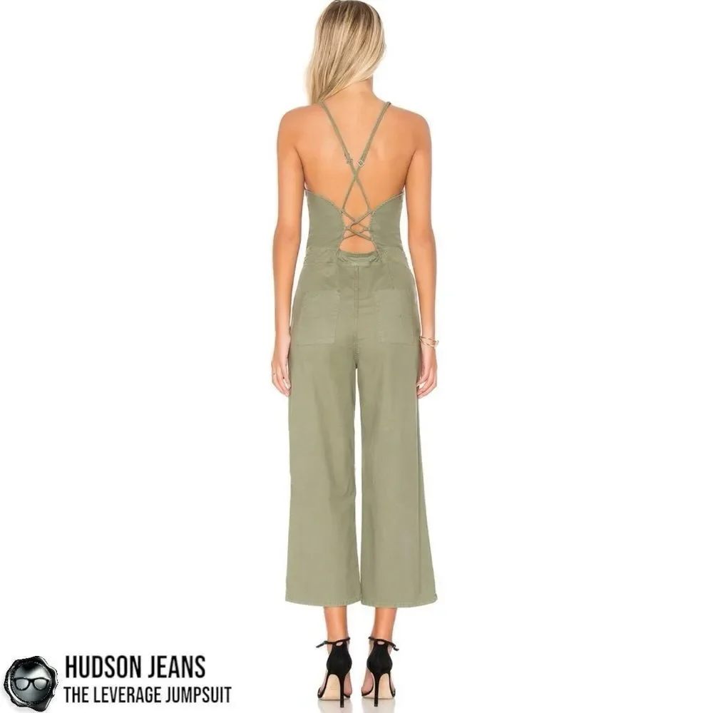HUDSON JEANS THE LEVERAGE JUMPSUIT IN FORESTER LIGHT CAMO GREEN OVERALLS SMALL